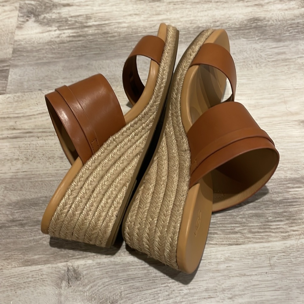 Ugg Clog Wedge Leather Mule Slip On Open Toe Sand… - image 5